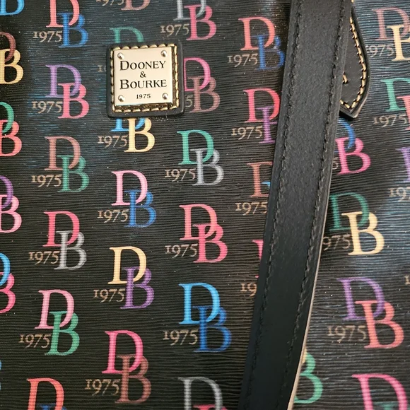 Dooney & Bourke Black Multicolor Logo Tote - Picture 5 of 9